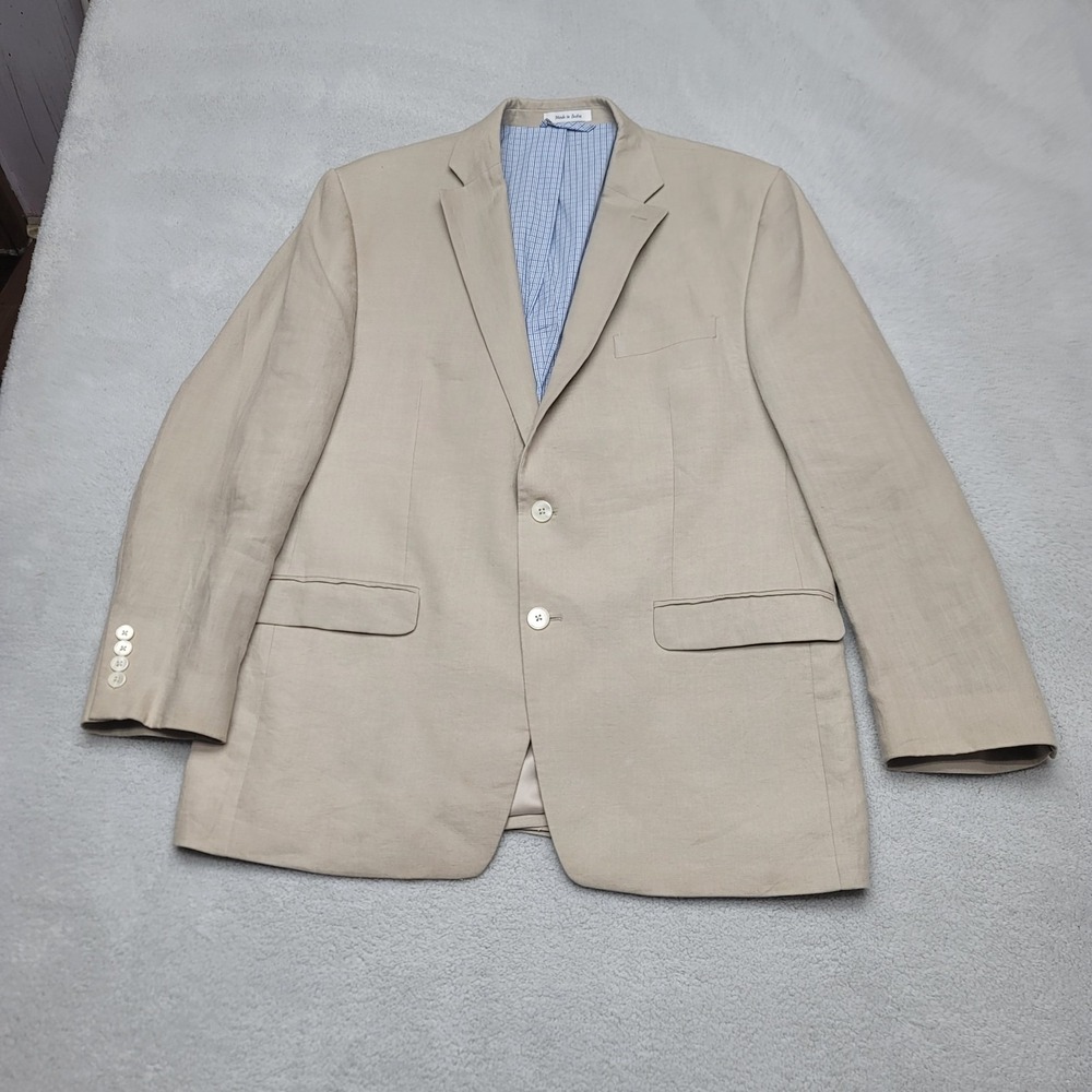 Lauren Ralph Lauren Macy's Mens Blazer 44R Beige 100% Linen Two Button